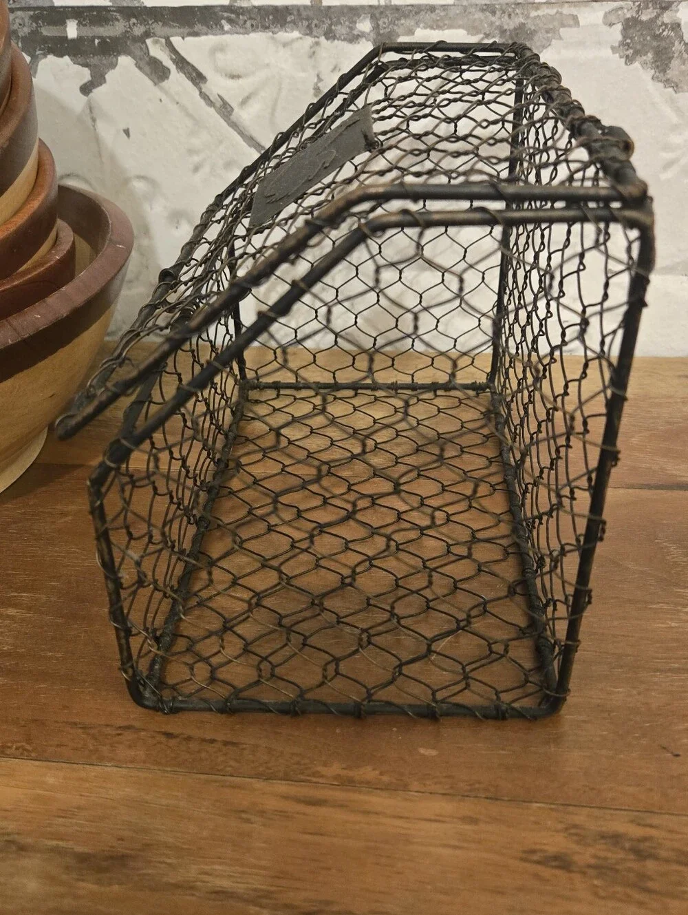 Rustic Wire Chicken Egg Basket - Brown Vintage - Farmhouse